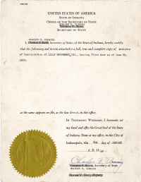 Certificate establishing the Lilly Endowment