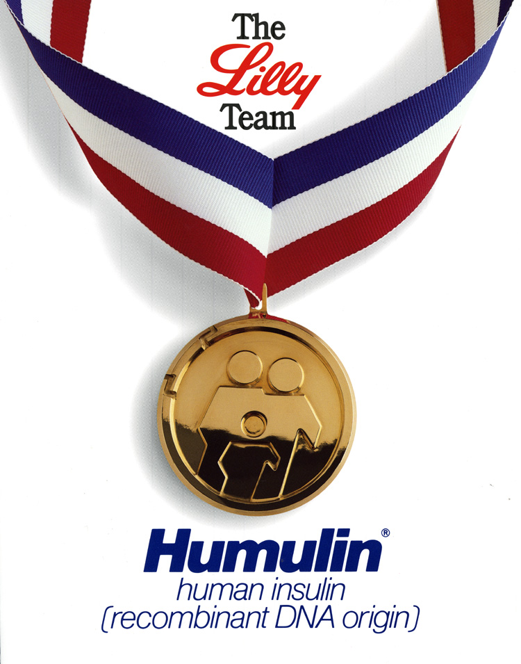 The image of the gold medal as it was used in an ad from 1982 for Humulin®